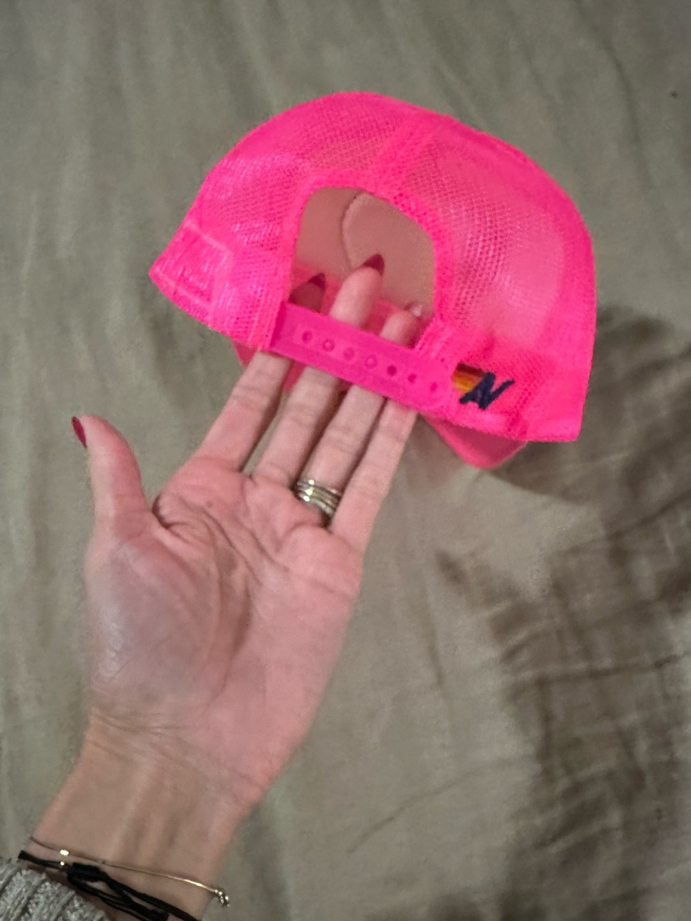 Aviator Nation Hot Pink Trucker Hat with Red Heart Patch - Picture 2 of 4